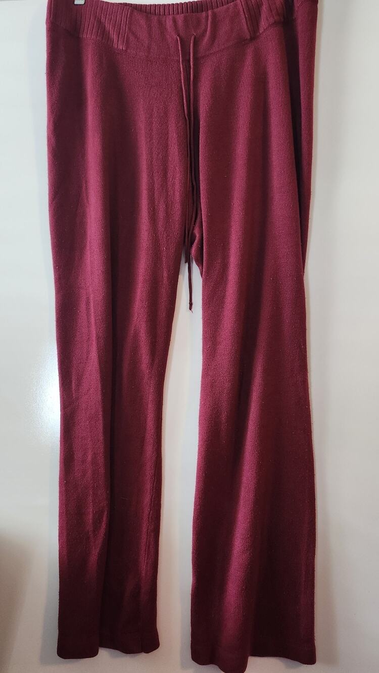 Mossimo Supply Co Women's Large Burgundy Knit Wide Leg Lounge Pants Ribbed #376